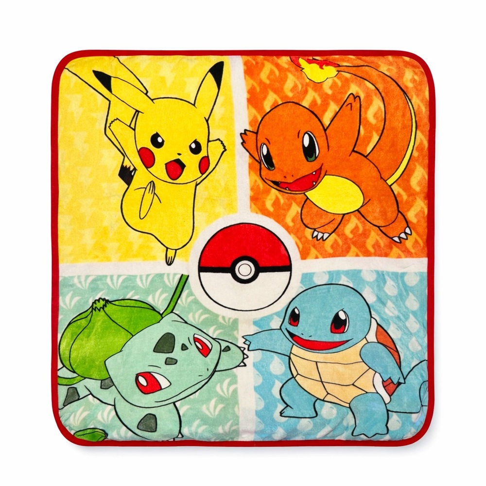 Pokémon Fleece Baby Blanket Pikachu Charmander Squirtle Bulbasaur 40x48